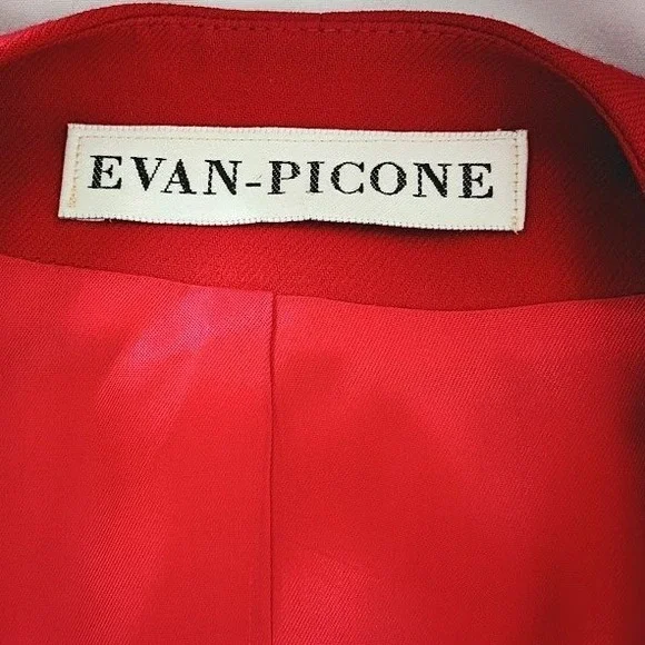 Evan Picone Red 100% Wool Blazer Jacket Size 10 V Neck Professional or Casual
